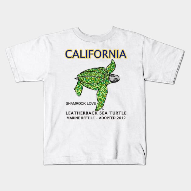 California - Leatherback Sea Turtle - Shamrock Love Kids T-Shirt by cfmacomber